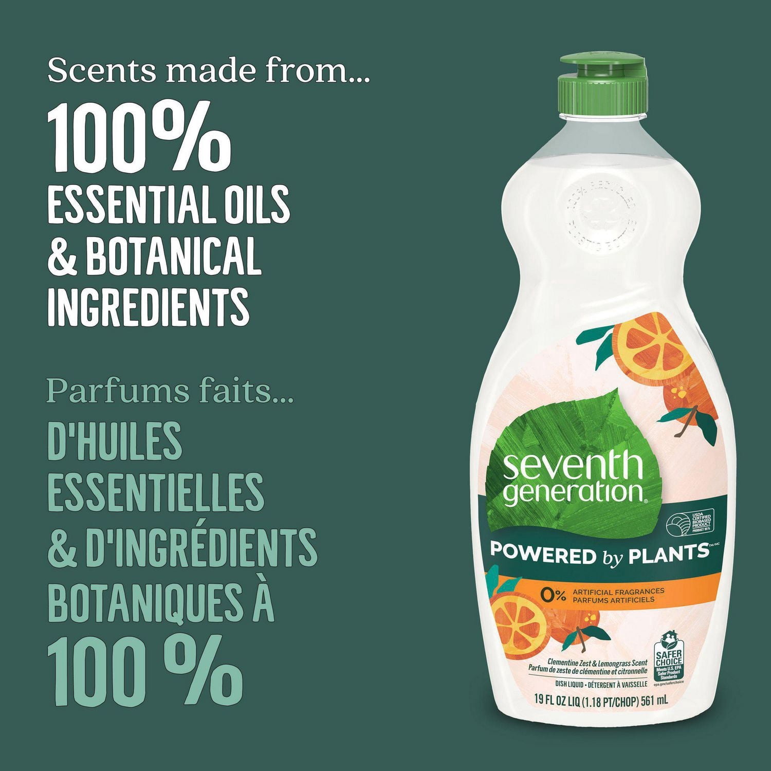 Détergent à vaisselle Seventh Generation Parfum de zeste de clémentine et citronnelle