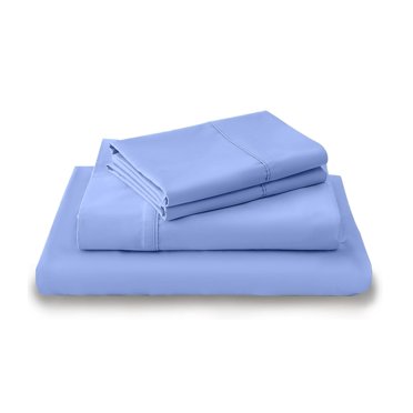 LuckShree Ensemble de Draps 4 Pcs Taille Grand - Coton Giza 800 Tc Poches Profondes 12 Pouces - Couleur Bleu Clair