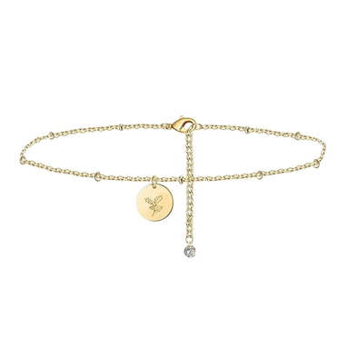 TopLLC Bracelets de Cheville pour Femmes Chaîne de Pied Femmes Pièce Socquette Or Naissance Mois Pendentif Floral Socquette Bijoux Cadeau Chaîne de Socquette Bijoux
