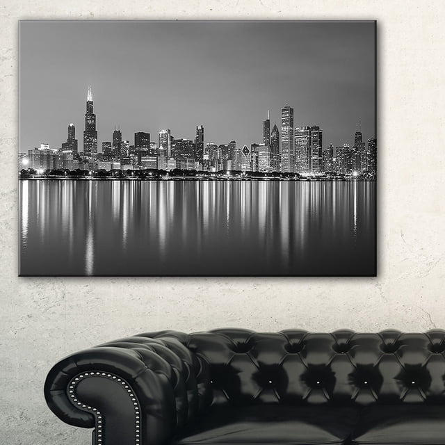 Tableau moderne imprimée sur toile Design Art chicago noir et blanc