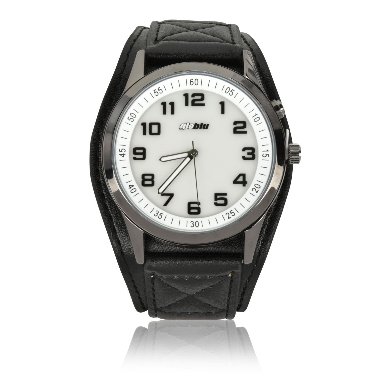 Globlu Mens Black Strap Night Light Watch