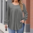 thumbnail image 2 of Yuyuzo Chemises à Manches Longues pour Femmes Col Rond Décontracté Tunique Couleur Unie Hauts Amples Confortables, 2 of 7