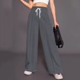 thumbnail image 2 of Timegard Wide Leg Pants for Women Elastic High Waist Running Trousers Fall Solid Color Joggers Pants, 2 of 4