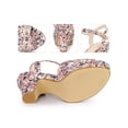 thumbnail image 2 of BLISSFUL STEP Style Women's Shoes Floral Pattern Platform Chunky Heel Open Toe Slingback Buckle Strap Sandals Pink 10, 2 of 5