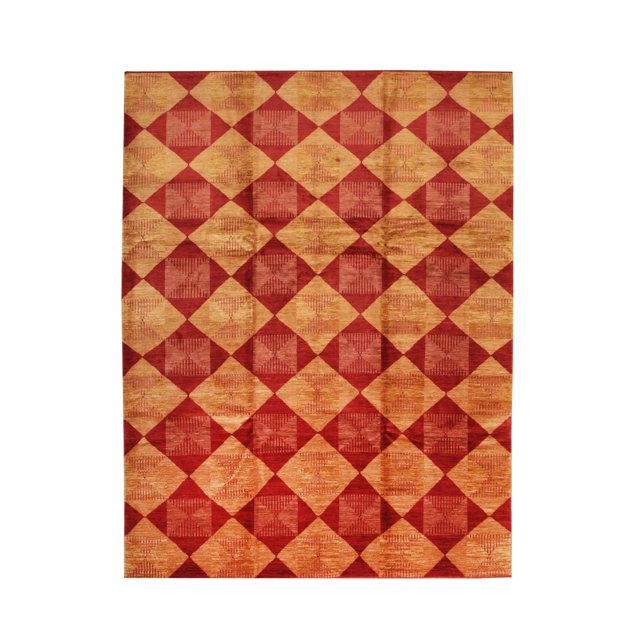 EORC FA7062RD10X14 Handmade Afghan Wool Turkish Knot Rug, 10' x 14', Red