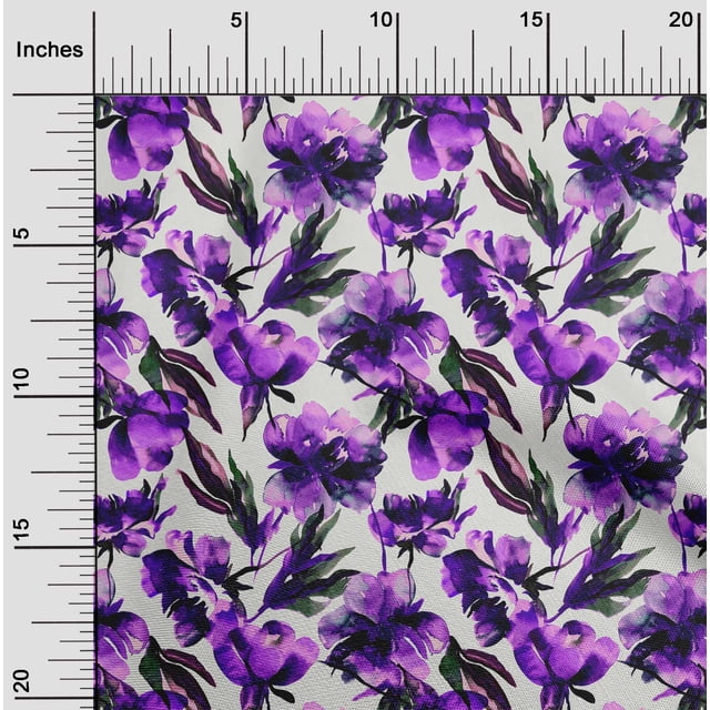 oneOone Cotton Flex Purple Fabric Florals Craft Projects Decor Fabric Printed By The Yard 40 Inch Wide