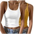 thumbnail image 1 of Timegard Camisoles 2 Pcs pour Femmes Col Rond Côtelé Sans Manches Ajusté Court Haut Décontracté Sortie Camis, 1 of 6