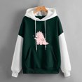 thumbnail image 2 of Penkiiy Hoodies pour Femmes Mode Décontractée Imprimé Col Rond Manches Longues Amples Hauts Courts Blouse Sweat-Shirts Sans Capuche Vêtements Verts Y2K, 2 of 5