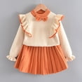 thumbnail image 1 of Cowsor Toddler Girls' Ruffle Cardigan & Pleated Skirt Set – Knitted, Cute (1-6Y), 1 of 6