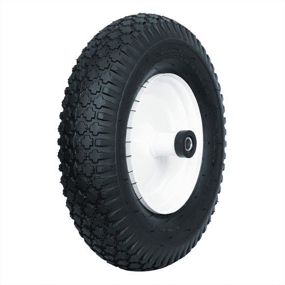 Hi-Run Stud 4PR 4.10/3.50-4 Wheelbarrow Tire Assembly with 5/8" Bushing