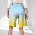 thumbnail image 3 of Plebaso Womens Casual Shorts Knee Length Drawstring Shorts Gradient Color Summer Wide Leg Shorts S-5XL, 3 of 6