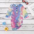 thumbnail image 1 of Baby Boy Girl Button Rompers, Long Sleeve Tie Dye Print One Piece Jumpsuit Fall Warm Clothes, 1 of 1