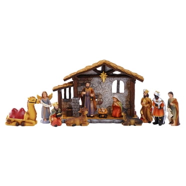 Ensemble d'Ornements de Noël Ensemble de Crèche en Résine Artisanat Religieux Ornement Cadeau Scène Stable Combo Souvenir Ensembles de Cadeaux de Noël
