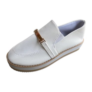 B91xZ Mocassins en Toile pour Femmes Espadrilles Plates Confortables Printemps Été, Blanc 9