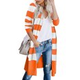 thumbnail image 2 of REDHOTYPE New Knitwear Contrast Stripe Long Cardigan Ladies Sweater Warm Jacket, 2 of 3