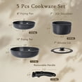 thumbnail image 2 of GiPP 5Pcs Ceramic Pots and Pans Set Nonstick Cookware Sets Removable Handle Kitchen,Oven Safe, Induction Ready, 2 of 9