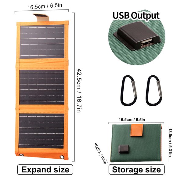 Solar Charger, Foldable Portable Solar Panel, Usb Output for Smartphones and Small Devices, Lightweight Design for Outdoor Camping and Hiking