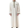 thumbnail image 2 of Birdeem Robe Musulmane pour Hommes Robe Arabe Mi-Longue Style Long Manches Longues Brodée Col Montant Poche Longue Chemise Mode Décontractée, 2 of 9