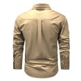 thumbnail image 3 of RXIRUCGD Cardigan à Col Rabattu pour Hommes, Manches Longues, Boutons, Khaki, Taille : m, 3 of 3