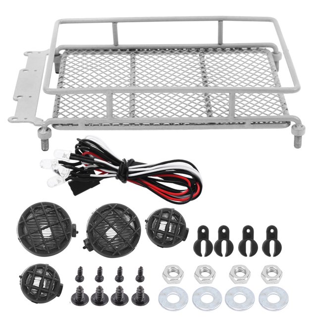 RC Roof Rack, RC Roof Rack With LED, Convenient Can Use Receiver As Power Source Gift For Outdoor Enthusiasts Use Car Lovers Argent