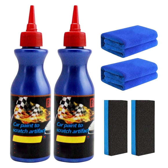Hxlamzoo 2pc Car Scratch Repair Solution Kit with 2x Towels & 2x Sponge Wipes | Scratch Remover Wax, Ultimate Paint Restorer for Deep Scratches, Swirls, Water Spots | 100ml