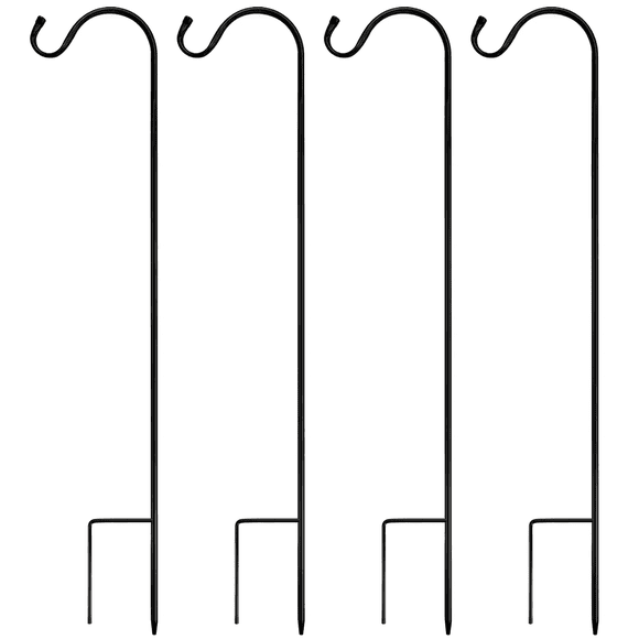Urban Deco Metal Heavy Duty Shepherds Hooks for Outdoor, Adjustable Shepherd Hook for Hanging Lantern, Bird Feeders and Plant Baskets,4pk