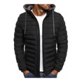 thumbnail image 2 of ITFABS Men Winter Down Jacket, Solid Color Hooded Long Sleeve Zip-Up Outer, 2 of 4