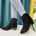 thumbnail image 3 of B91xZ Chaussures d'Automne Femmes Mode Semelle Crantée Talon Épais à Enfiler Bottines Élastiques, Noir 9.5, 3 of 5