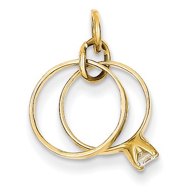 14K Yellow Gold Wedding Rings Charm