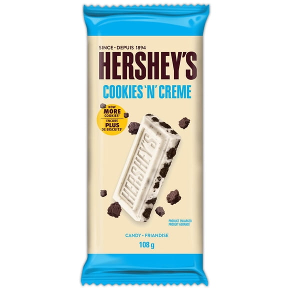 Barre de friandise format familial COOKIES 'N' CRÈME de HERSHEY'S, parfait pour le partage! Faites vos réserves dès maintenant, 108 g
