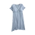 thumbnail image 3 of Sentmoon Robe d'Été de Maternité Grande Taille à Manches Courtes, Robe de Plage à Col en V, Couleur Unie, Ample et Extensible, Robe d'Été pour Femmes Confortable pour le Post-Partum TTG, 3 of 4