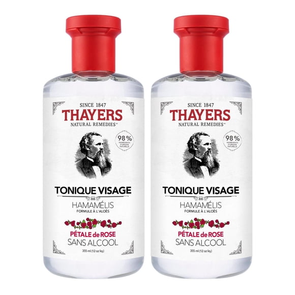 THAYERS Alcohol-Free Witch Hazel Rose Petal Face Toner with Aloe Vera, Duo Pack (2 x 355mL)