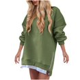 thumbnail image 2 of Gspmoly Robes Grande Taille pour Femmes aux Formes, Mode Femmes Décontracté à Empiècements Fermeture Éclair Latérale Col Rond Chandail Uni Manches Longues Robes Robes de Cocktail jusqu'à 70 % de Rabais, 2 of 8