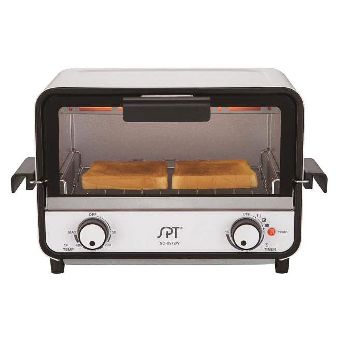 SPT SO-0972WA Easy Grasp 2 Slice Countertop Toaster Oven, Glossy White