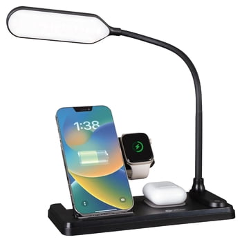 OttLite LED Desk Light with Multi Charging Station, Black