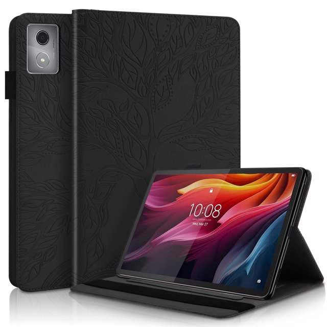 Tree of Life Embossed Case for Lenovo Tab m11/k11 Plus Stand, Card Slots, Stylus Loop Black