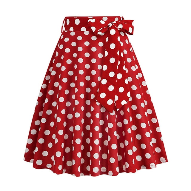 Aocisk Jupe Rétro Décontractée pour Femme à Pois avec Ceinture et Design à Bandage pour un Port Quotidien Unique Rouge m