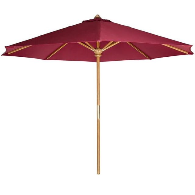 All Things Cedar TU90-R 10 ft. Teak Market Umbrella & Canopy, Red
