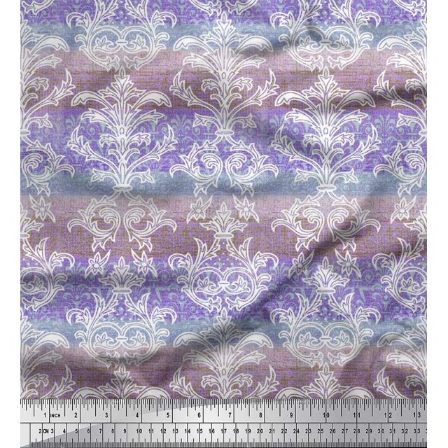 Tissu Imprimé à Rayures et Ogee en Rayonne de Pomme 1 Yard 56 Inch Wide