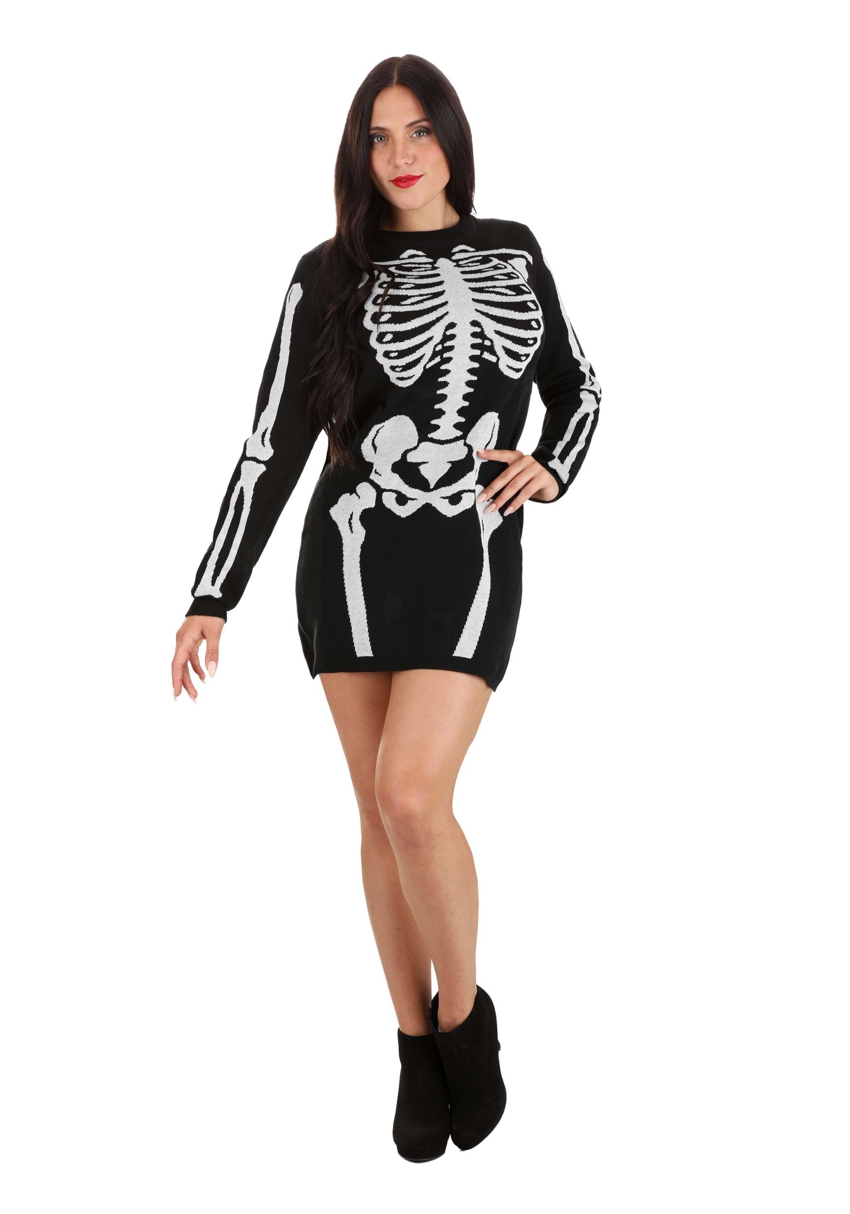 Women's Loose Fit Skeleton Sweater Dress