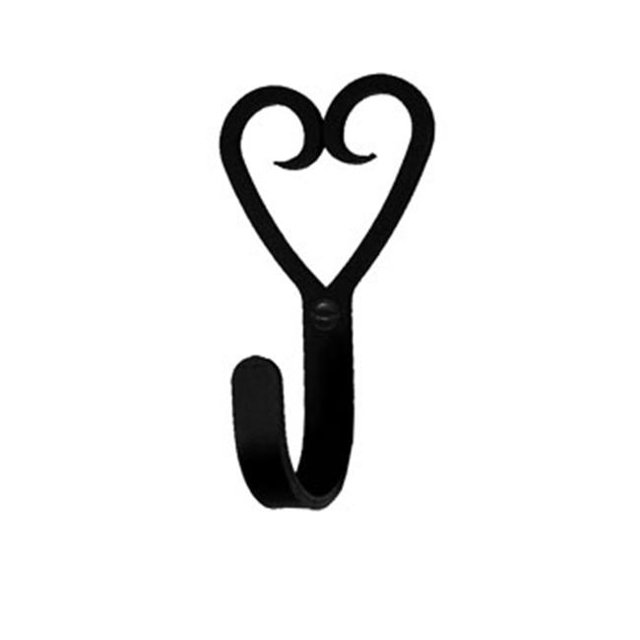 Village Wrought Iron WH-51-L Open Heart Wall Hook Large - Black
