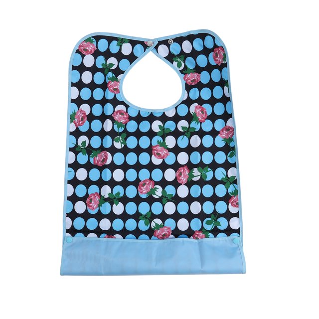 EeaseCA Machine Washable Double Layer Adult Waterproof Bib Mealtime Clothing Protector with Detachable Crumb Catcher