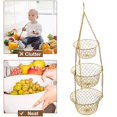 thumbnail image 4 of Fruit Vegetable Basket Fruit Hanger Storage Stand Kitchen Organizer - Golden, multi, 4 of 8