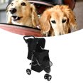 thumbnail image 4 of Foldable Breathable Pet Stroller with Storage Basket, Cup Holder, for Outdoor, Visible Mesh, 4 of 7