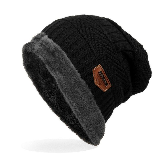 Foreign Trade Labeling Knitted Cap Velvet Wool Cap Winter Outdoor Ski Cap