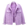 thumbnail image 1 of Pompotops Veste en Denim Unie à Manches Longues pour Femmes, Printemps et Chaude, Liquidation, 1 of 3