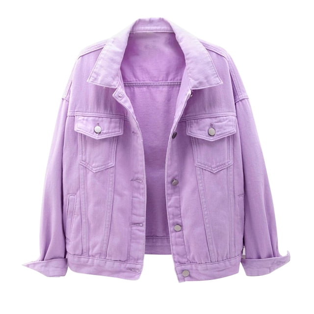 Pompotops Veste en Denim Unie à Manches Longues pour Femmes, Printemps et Chaude, Liquidation