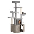 thumbnail image 1 of Kojooin 2-in-1 Cat Tree with Hidden Litter Box Enclosure, Multi-Level Cat Tower with Scratching Post, Hammock and Condo, 1 of 8
