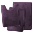 thumbnail image 2 of Set of 3 Clara Clark Bath Mat Bathroom Rug - Absorbent Memory Foam Bath Rugs - Non-Slip, Thick, Cozy Velvet Feel Microfiber Bathrug - Purple - Large 20"x32" - Small 17"x24" - Contour 24"x20", 2 of 6