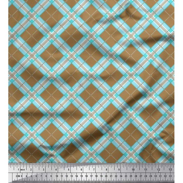 Soimoi Cotton Voile Fabric Diagonal Check Fabric Prints by Yard 42 Inch Wide